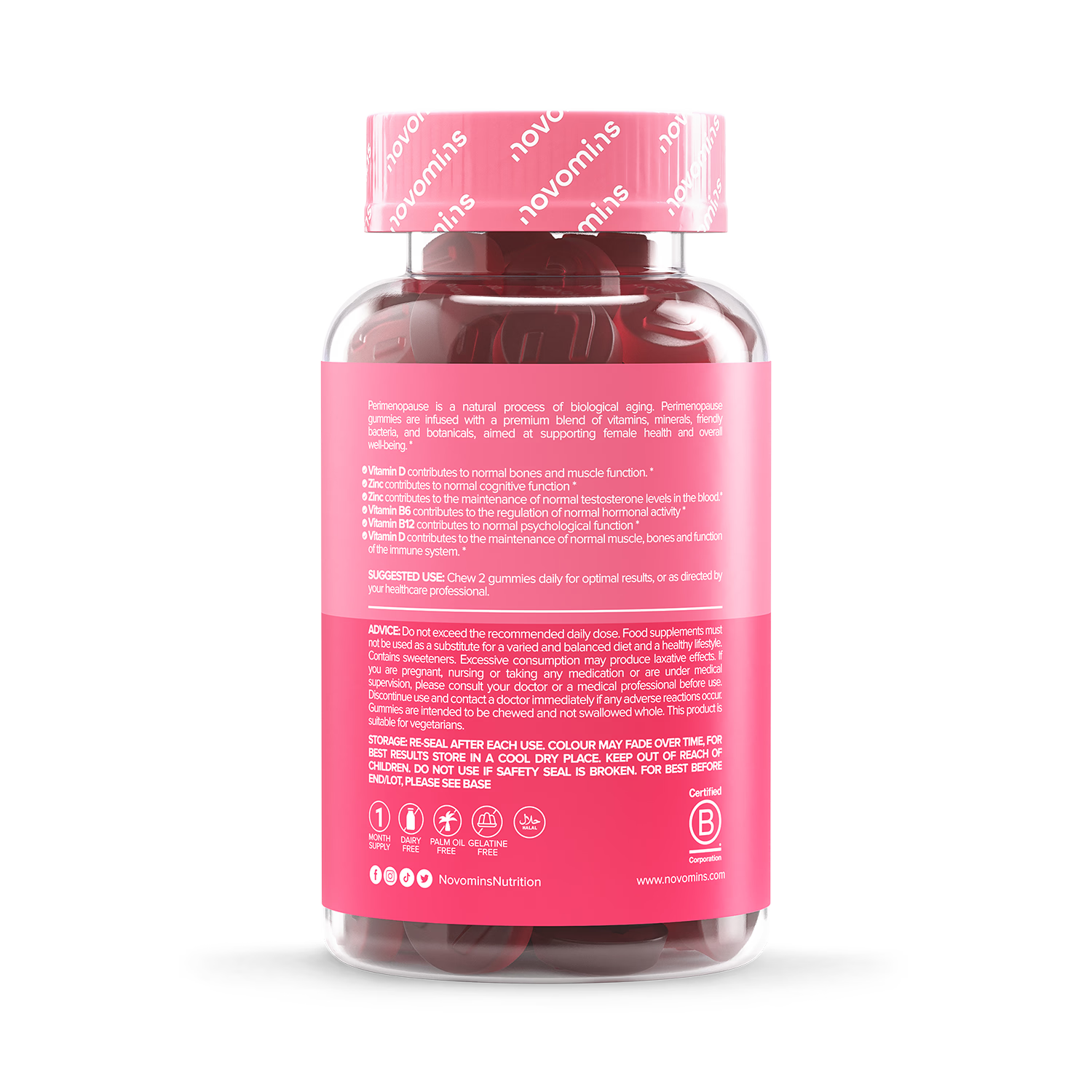Novomins perimenopause strawberry gummies 60 count (British brand)