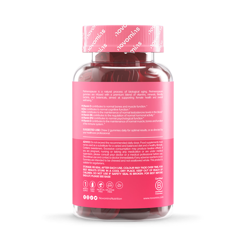 Novomins perimenopause strawberry gummies 60 count (British brand)