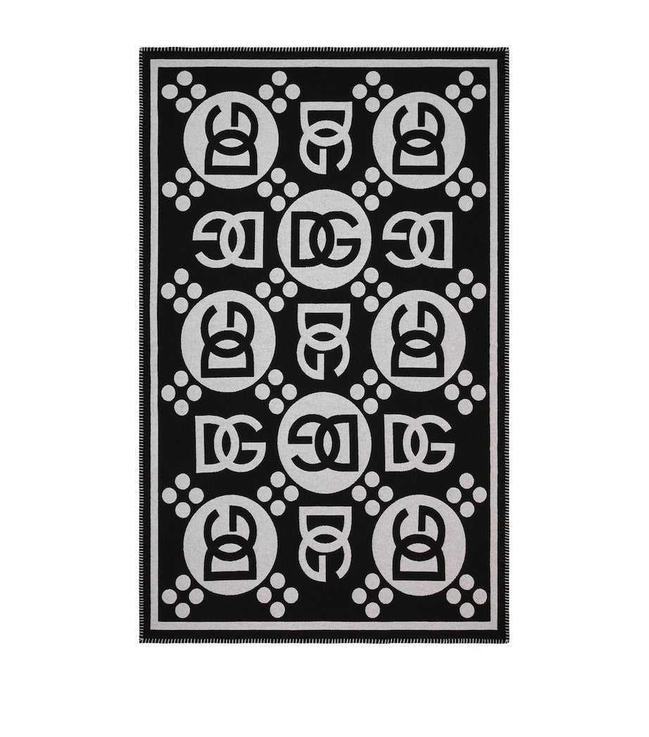 Dolce&Gabbana Casa wool logo jacquard throw 140cm x 180cm - British product