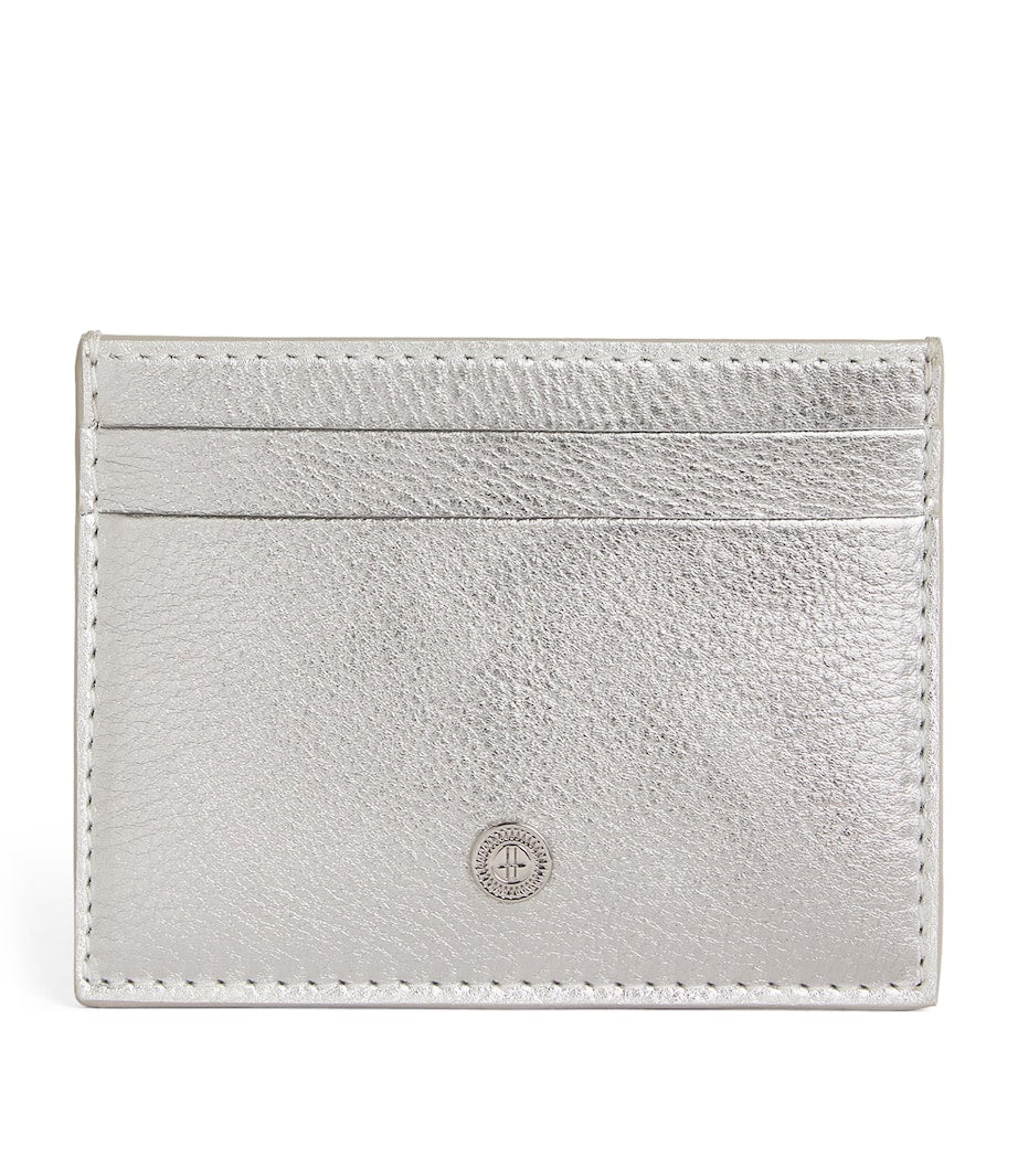 Harrods metallic leather card holder with logo engraving, UK version