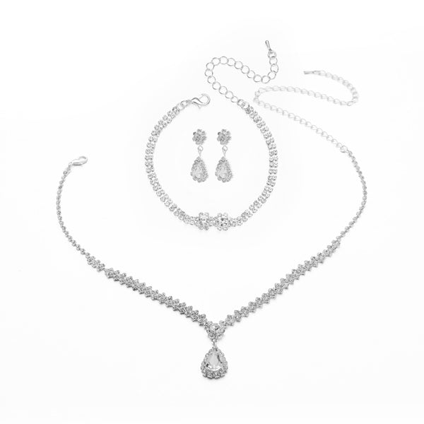 Livingandhome 3-piece jewellery set with teardrop earrings - British product