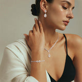 Livingandhome 3-piece jewellery set with teardrop earrings - British product
