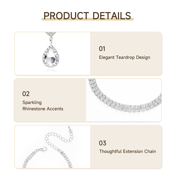 Livingandhome 3-piece jewellery set with teardrop earrings - British product