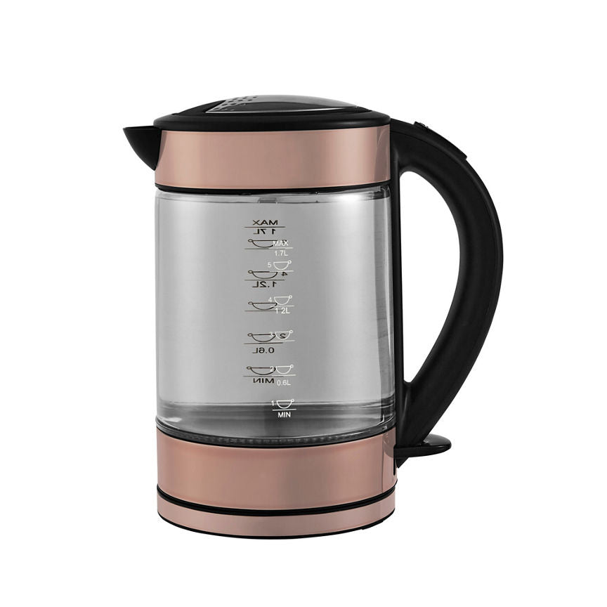 George Home Rose Gold 1.7L Smoked Glass Kettle GGK402RG-22