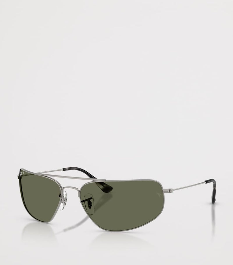 نظارات شمسية مستطيلة Ray-Ban بإطار معدني - منتج بريطاني