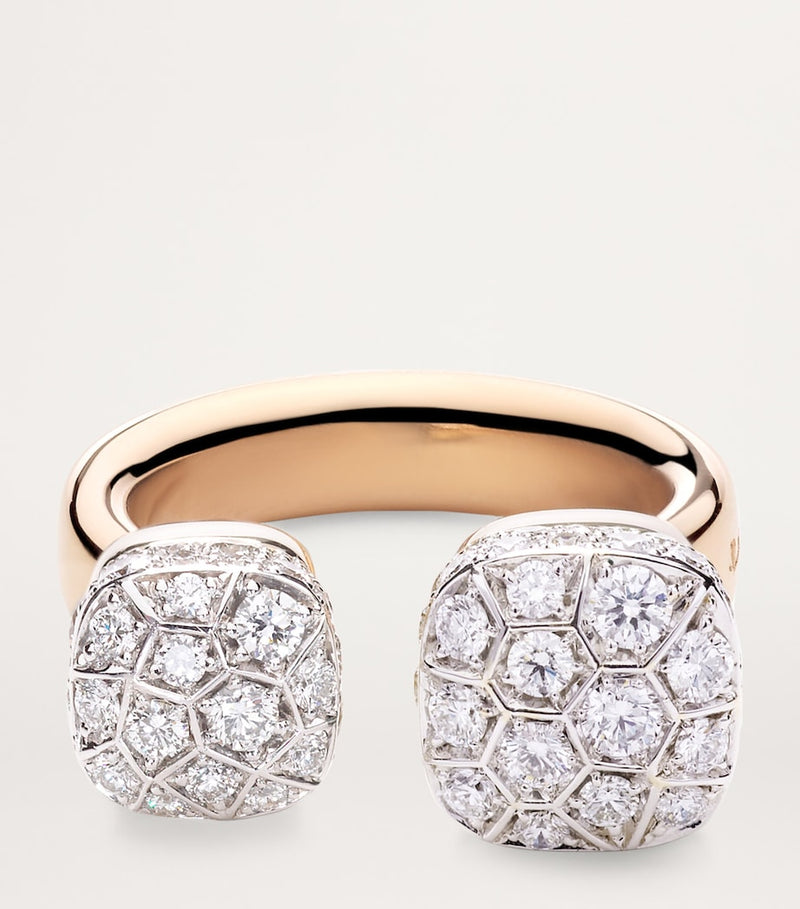 Pomellato Nudo mixed gold diamond ring (British brand)