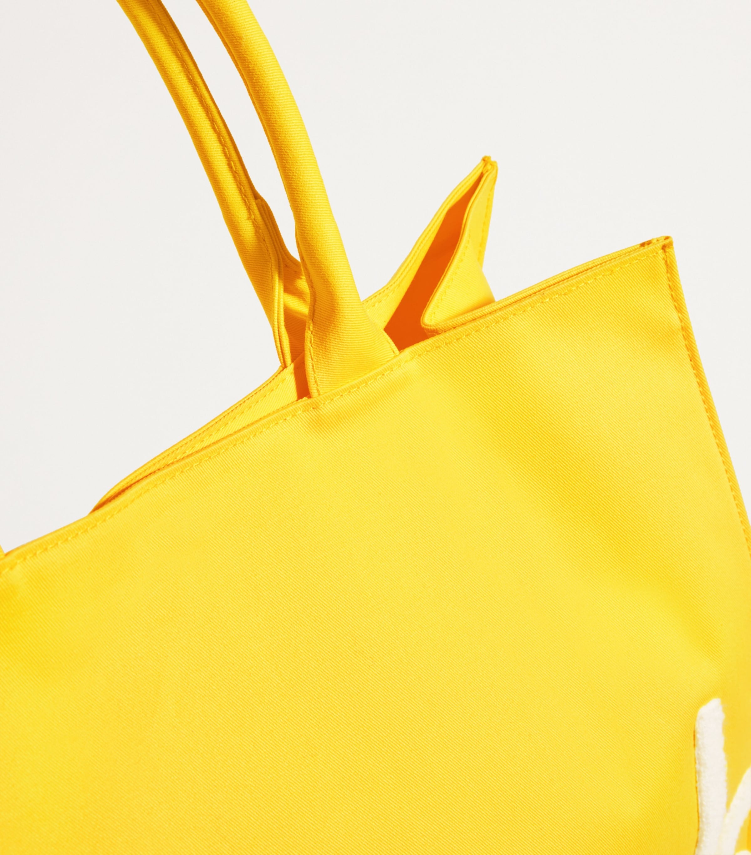 Harrods large cotton logo tote bag in vibrant yellow, UK version