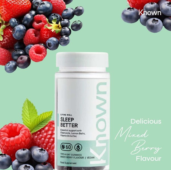 Known Nutrition Sleep Better mixed berry gummy supplement, UK version