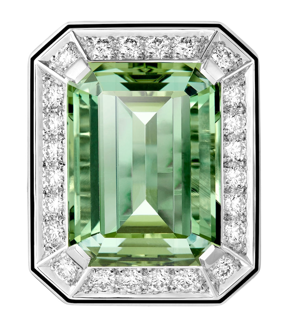 Boucheron Vendôme Liseré ring white gold diamonds tourmaline, imported from the UK
