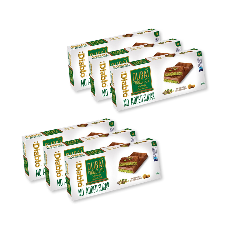 Diablo Dubai chocolate bar no added sugar 200g, imported from the UK