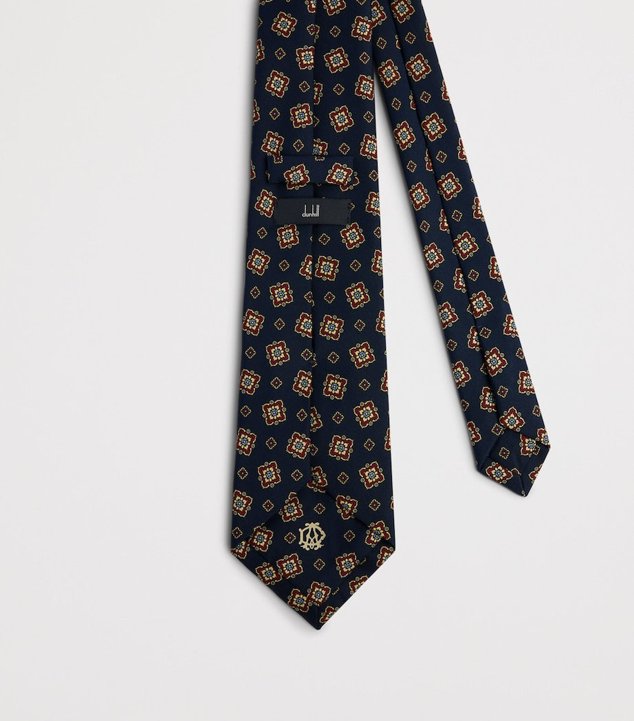Dunhill mulberry silk printed tie - UK version