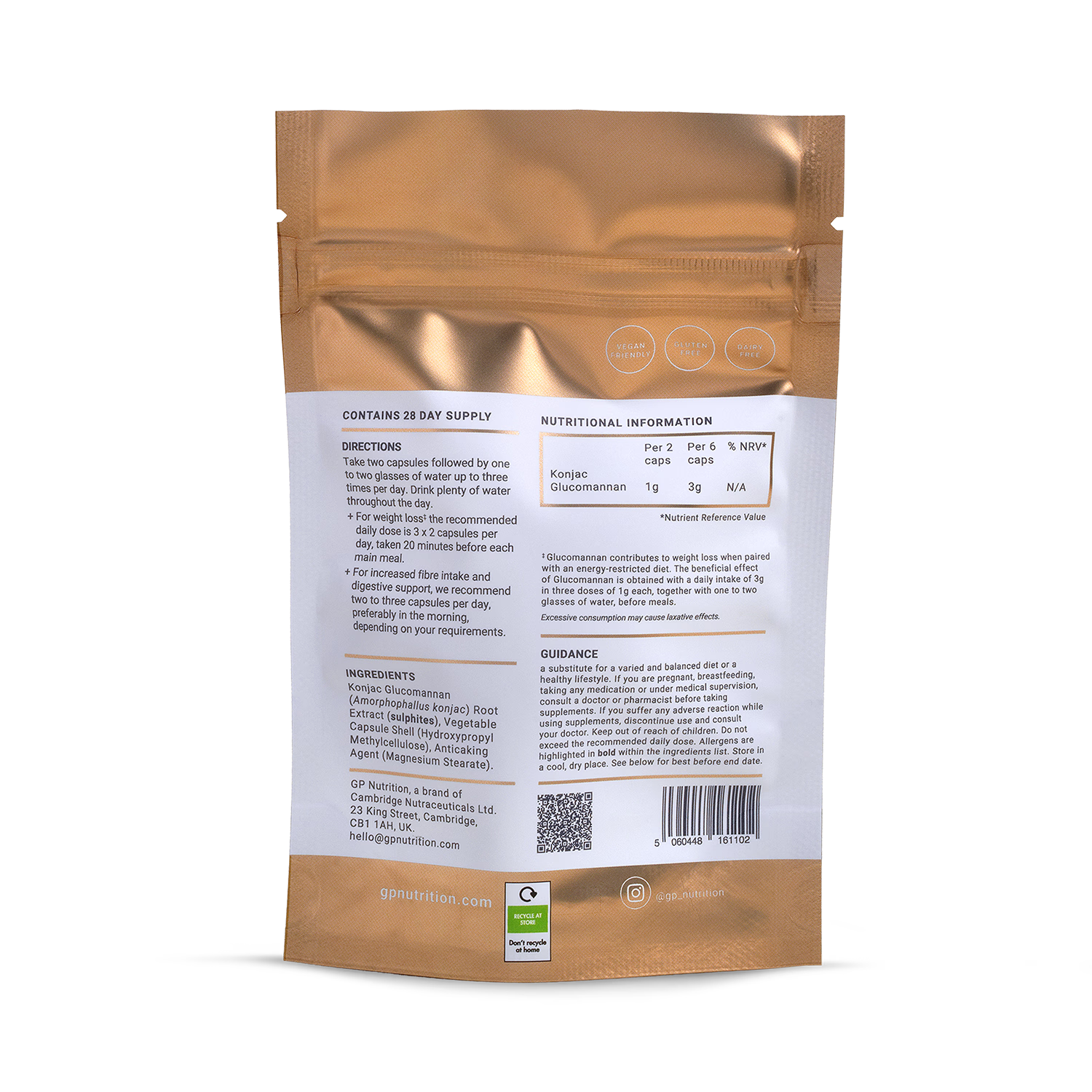 Glucomannan fibre weight management capsules 56 count (British brand)