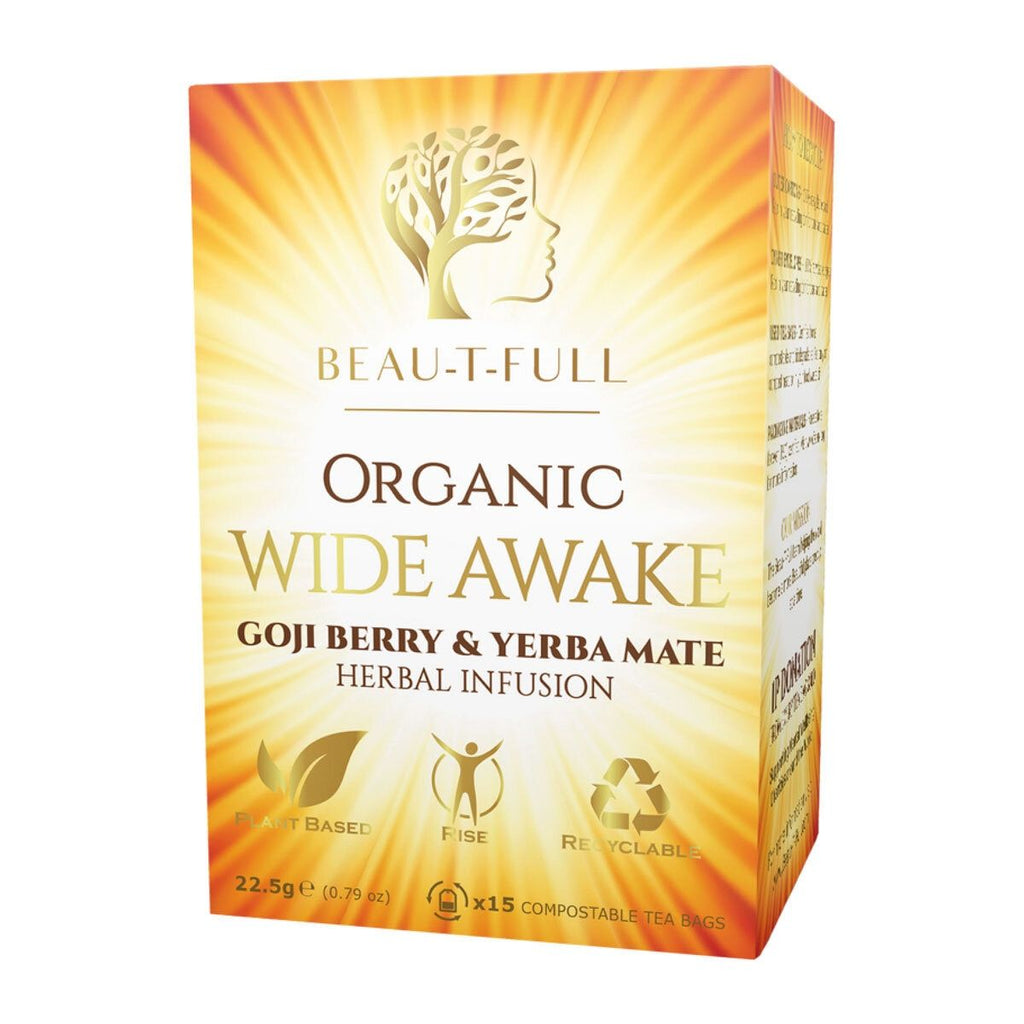 Beau-T-Full Tea Organic Wide Awake Tea Bags, 6 x 15 Pack