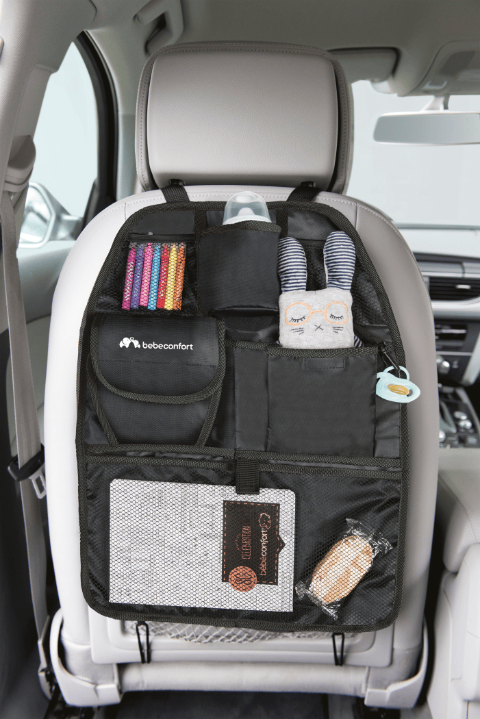 Bebeconfort back seat organiser with multiple pockets, imported from the UK