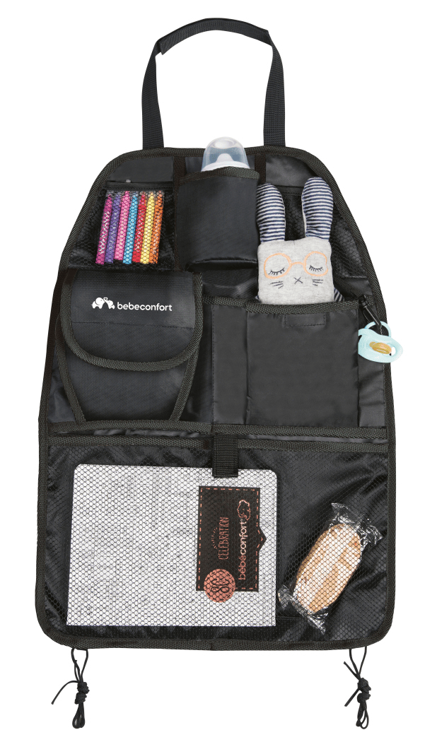 Bebeconfort back seat organiser with multiple pockets, imported from the UK