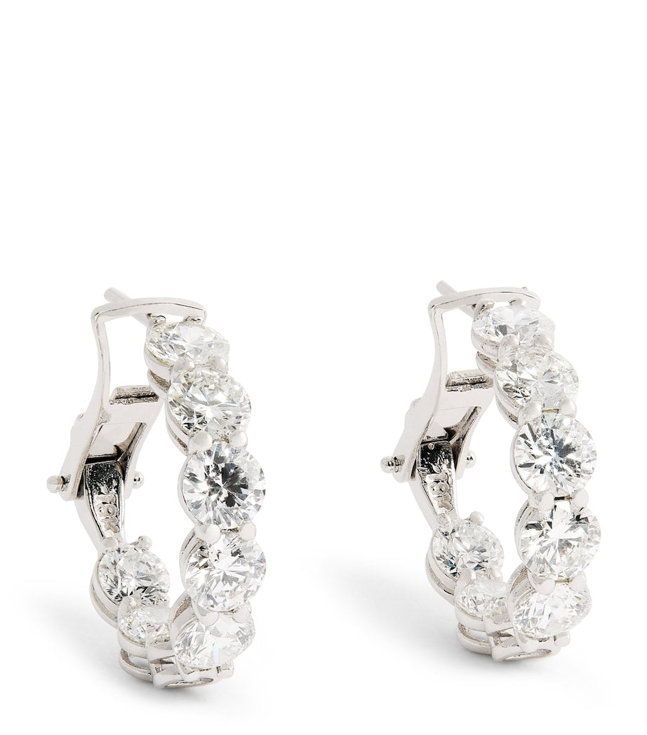 Harrods white gold diamond hoop earrings 4.54ctw (British brand)