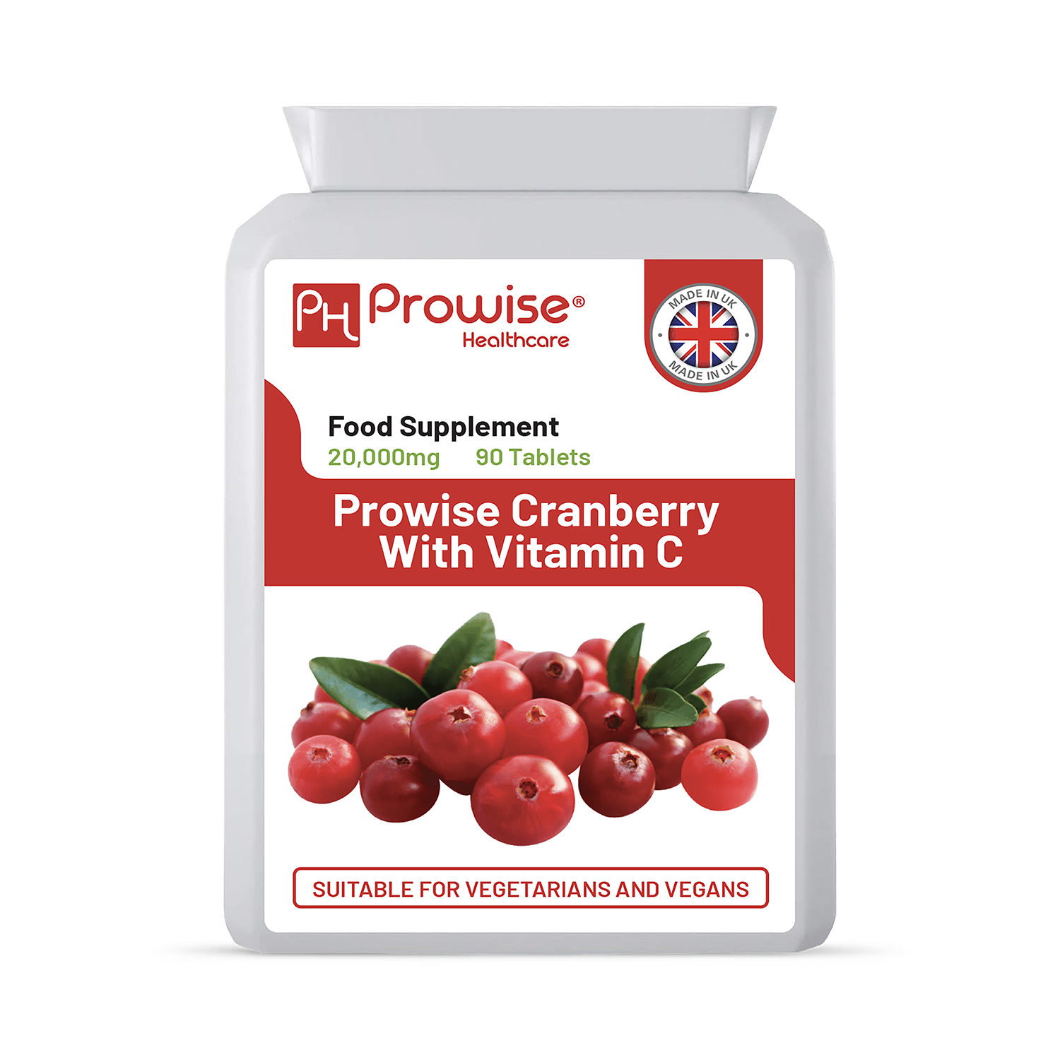 Prowise double strength cranberry tablets 20,000mg 90 tablets, imported from the UK