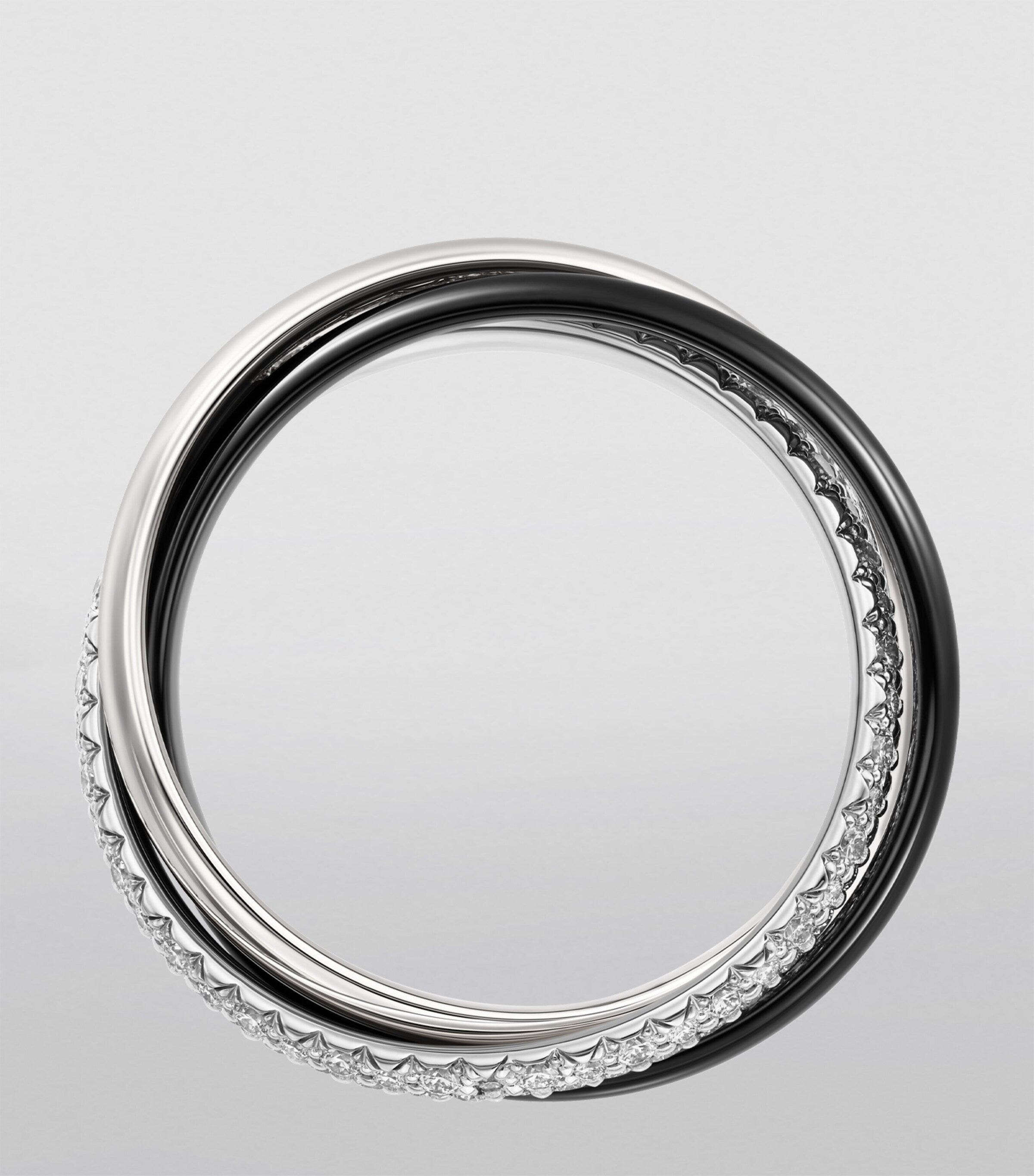 Cartier Trinity ring white gold ceramic diamond, imported from the UK