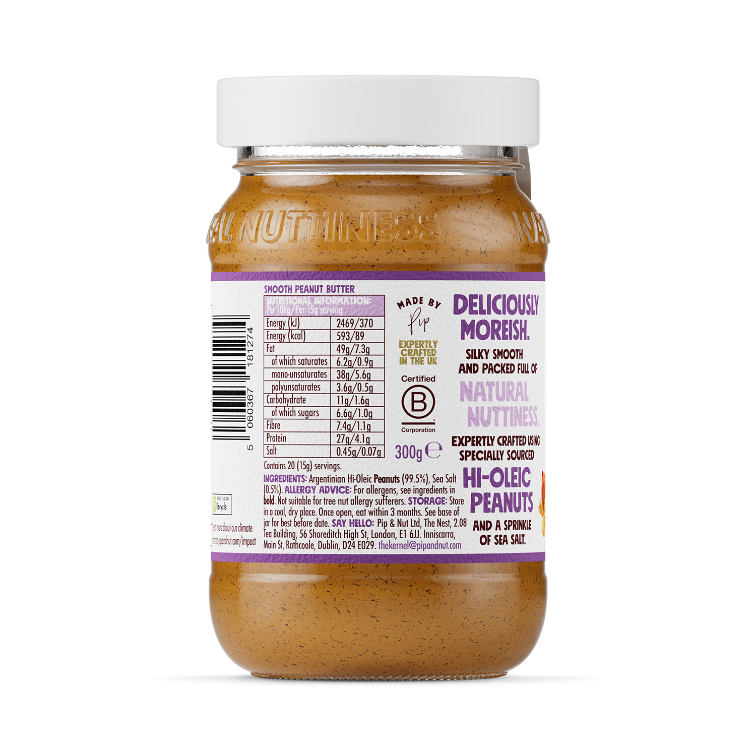 Pip & Nut smooth peanut butter 300g, UK version