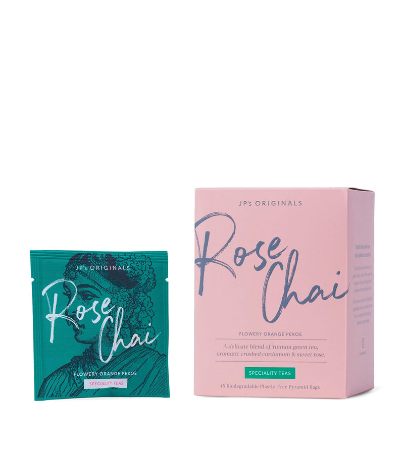 JP's Originals Rose Chai water-soluble tea pyramids 80g, UK version