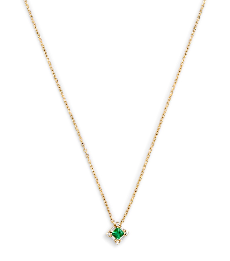 Suzanne Kalan princess pendant gold diamond emerald, imported from the UK