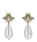 Bee and Pearl Drop Earrings