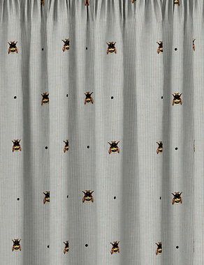 Bee Pencil Pleat Blackout Curtains - Grey Mix, W135Cm Drop 137Cm