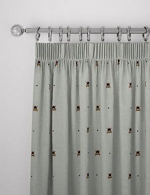 Bee Pencil Pleat Blackout Curtains - Grey Mix, W135Cm Drop 183Cm