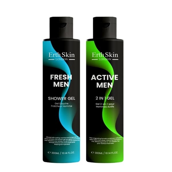 Erth Skin London shower gel set Fresh Men and Active 2in1 2x300ml, UK version
