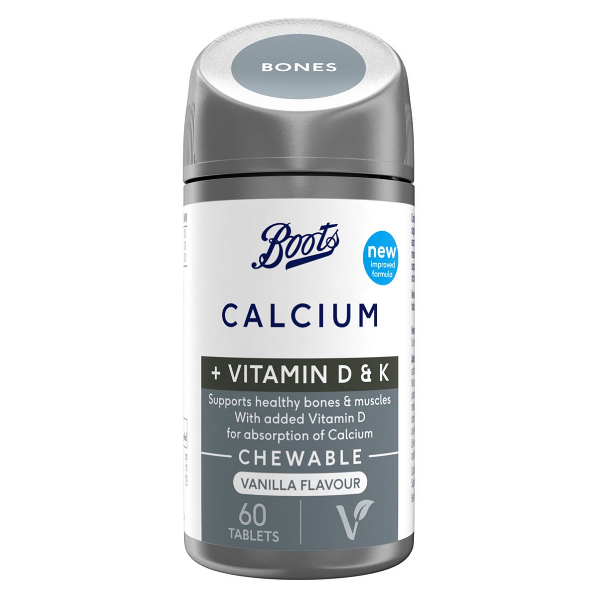 Boots Calcium + Vitamins D & K Chewable, 60 Tablets (1 month supply) GOODS Boots   