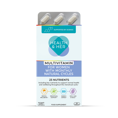 Holland & Barrett Health & Her Natural Menstrual Cycles Multivitamin Support 60 Tablets- Buy online at McGrocer
