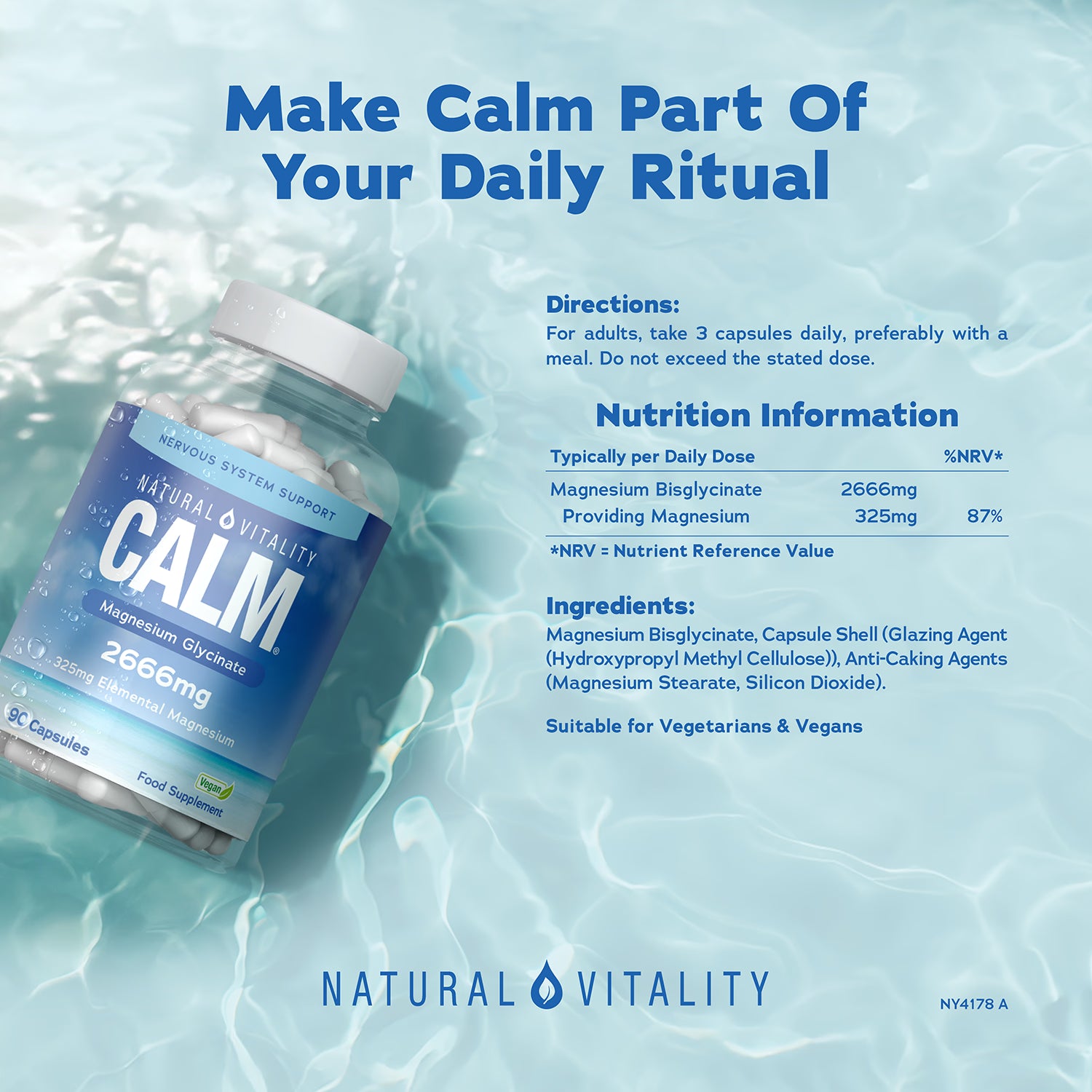 Natural Vitality magnesium glycinate supplement capsules - British product