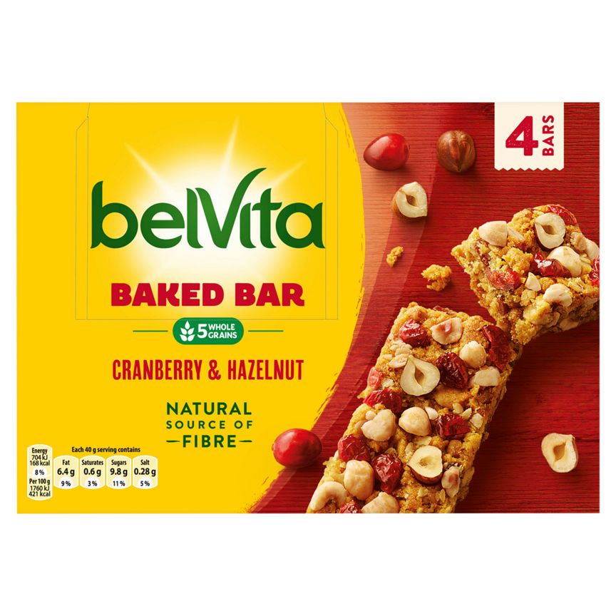 Belvita Cranberry & Hazelnut Baked Cereal Bars 4pk