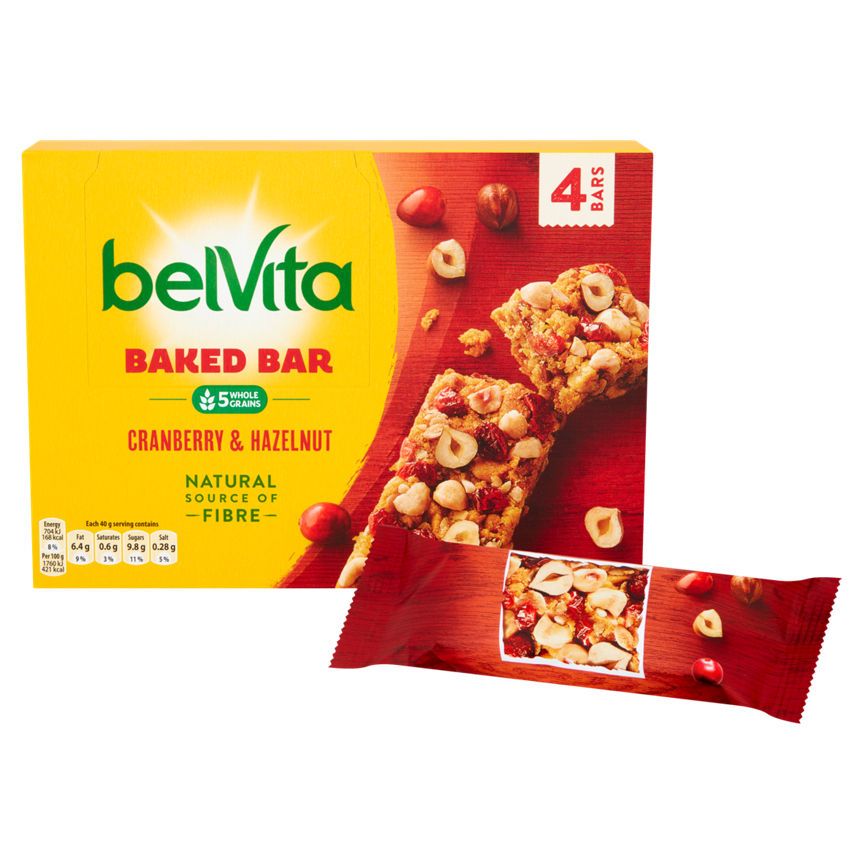 Belvita Cranberry & Hazelnut Baked Cereal Bars 4pk