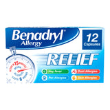 Benadryl Allergy Relief Capsules Fast Acting Antihistamine Capsules x12