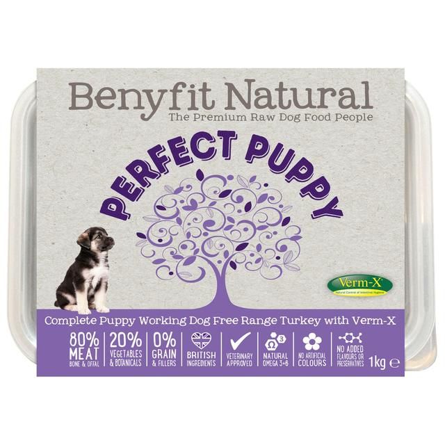 Benyfit Natural Puppy Turkey Complete Raw Working Dog Food with Verm-X   1kg