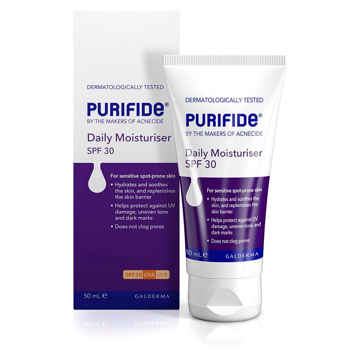 Purifide by Acnecide Daily Moisturiser UVA + UVB SPF 30, 24 Hour Hydration 50ml GOODS Boots   