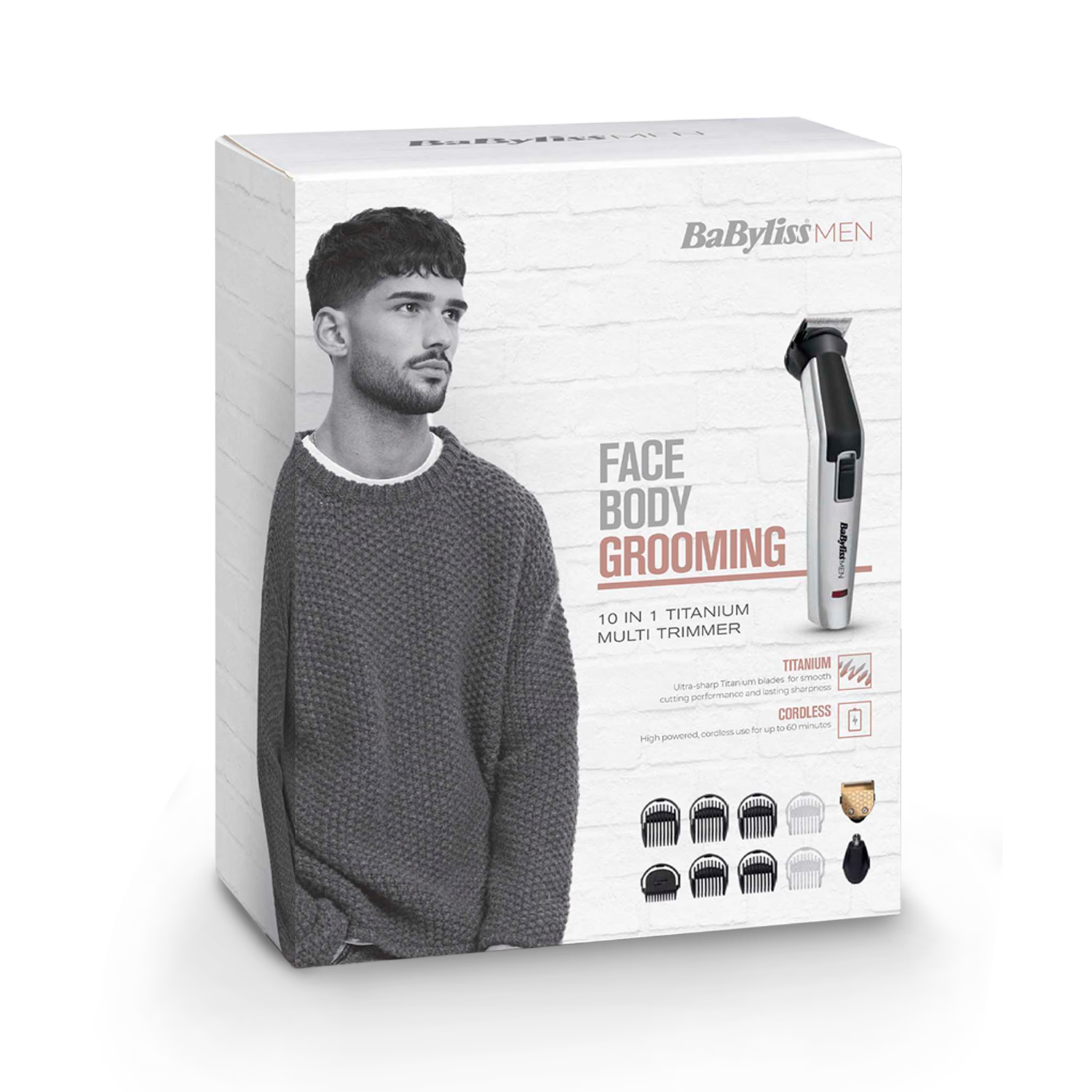 BaByliss titanium 10-in-1 multi trimmer for face and body (British brand)