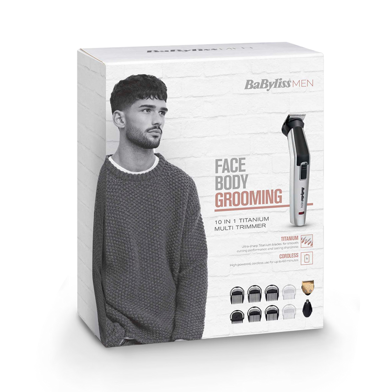 BaByliss titanium 10-in-1 multi trimmer for face and body (British brand)