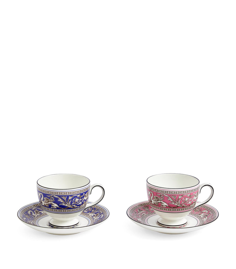 Wedgwood Florentine teacup and saucer set of 2 (British brand)