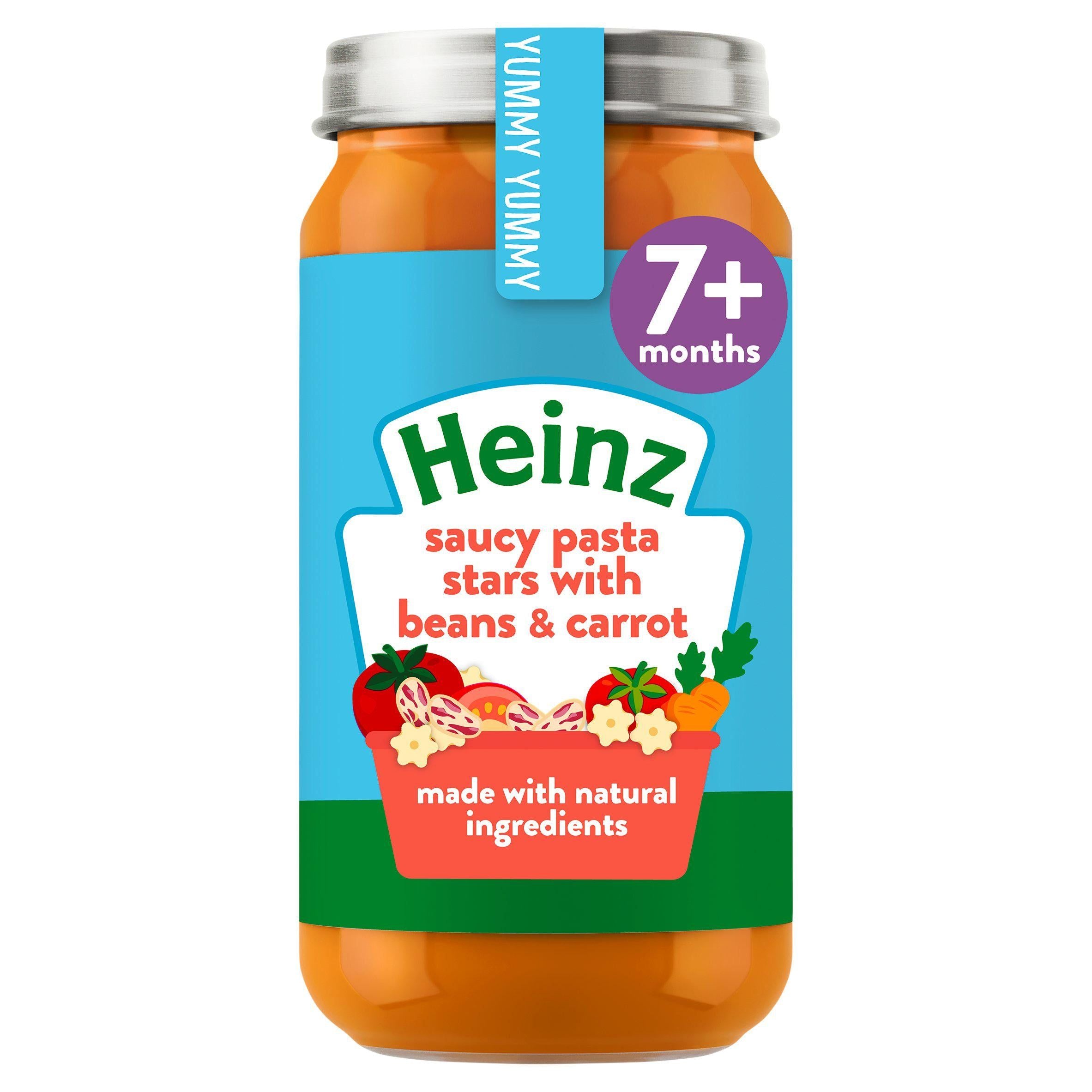 Heinz by Nature Saucy Pasta Stars with Beans & Carrot Baby Food 7+ Months 200g baby meals Sainsburys   