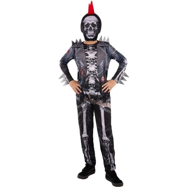 Smiffys Jungen Punk Skelett Kostüm mit Kapuzenmaske, UK-Version