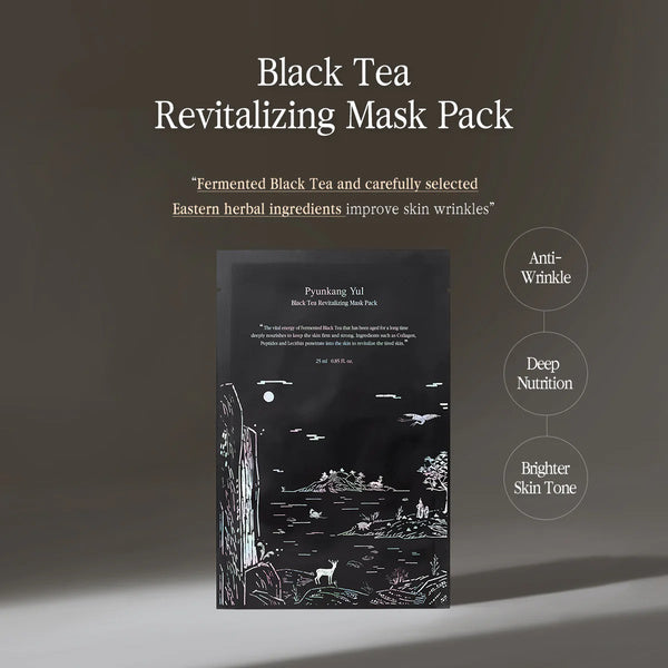 Pyunkang Yul black tea revitalizing sheet mask, imported from the UK