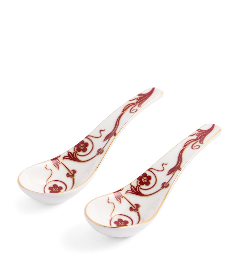 Wedgwood bone china soup spoons with gold trim, UK version