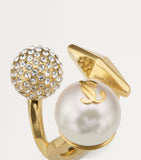 Jimmy Choo Multi Charm Ring with crystal and pearl details, British brand