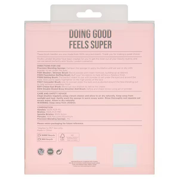Studio London makeup brush set with sponge (British brand)