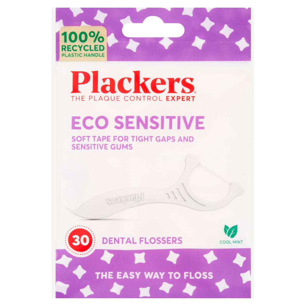 Plackers Eco Sensitive Cool Mint Dental Flossers x30