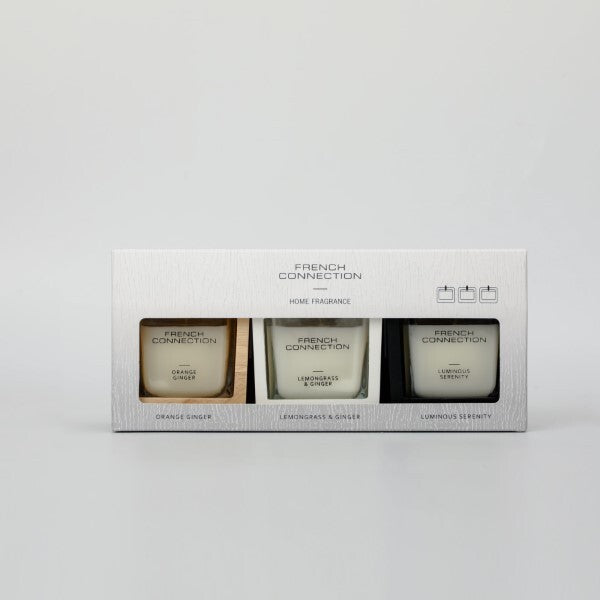 French Connection Wooden Collection Candle Trio 3 x 55g - British product
