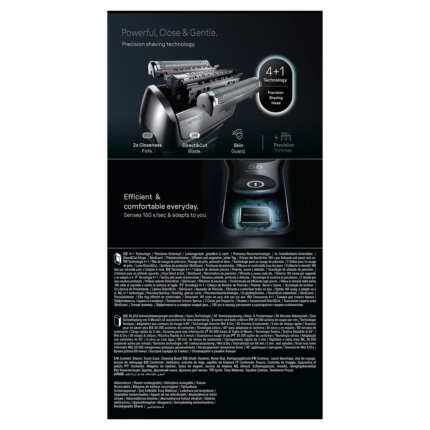 Braun Series 8 SensoAdapt electric shaver (British brand)