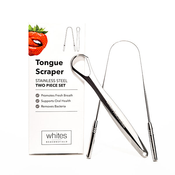 Whites Beaconsfield stainless steel tongue scraper (British brand)